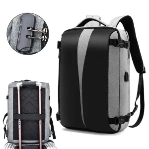 Men Bag Pack Tech-powered Mochila Anti Inch Waterproof USB Minimalistic Theft 17 Charger Travel Laptop Women Anti-theft Bags Bagpack Black Back Backpack