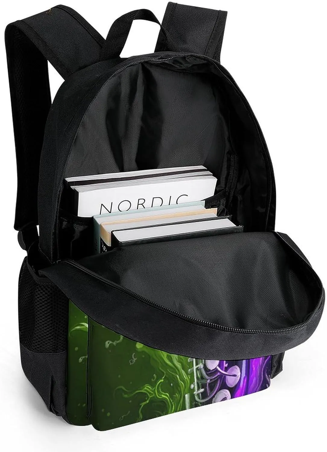 Men Women Polyester Saxophone In Fire And Water Art Casual Daypack Large Capacity Carry On Bag With Adjustable Shoulder Straps for Camping Work Running
