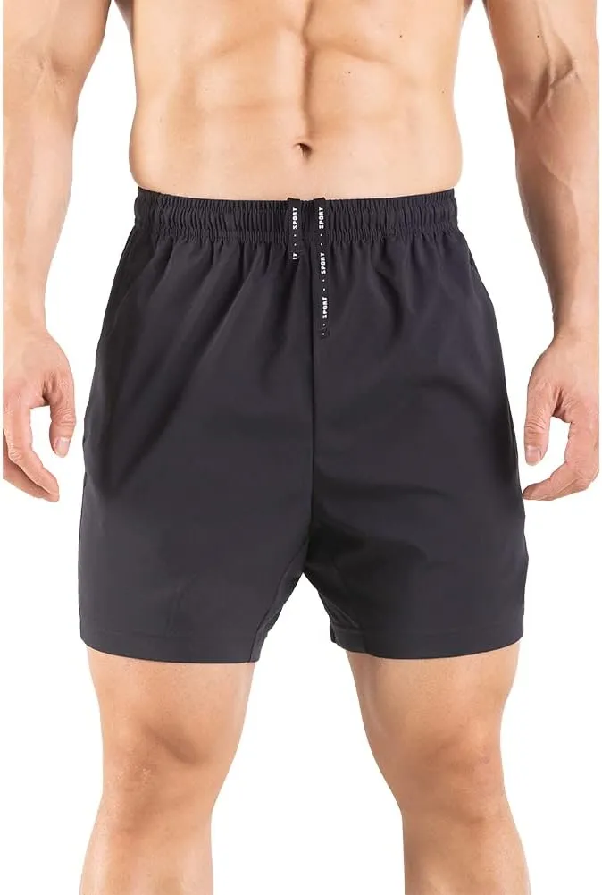 Men's 5" Running Shorts 2 Pack Quick Dry Athletic Workout Gym Shorts with Zipper Pockets