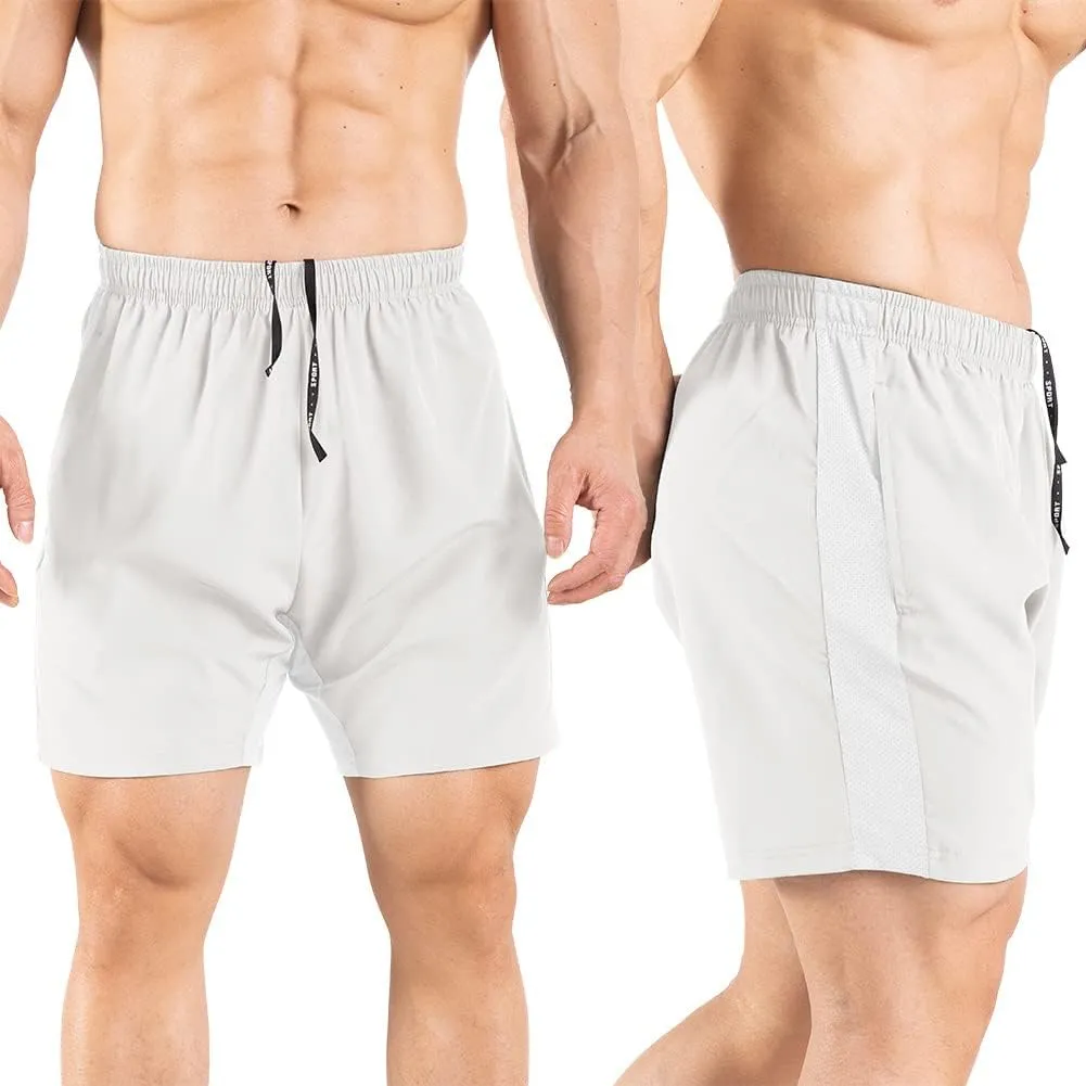 Men's 5" Running Shorts 2 Pack Quick Dry Athletic Workout Gym Shorts with Zipper Pockets
