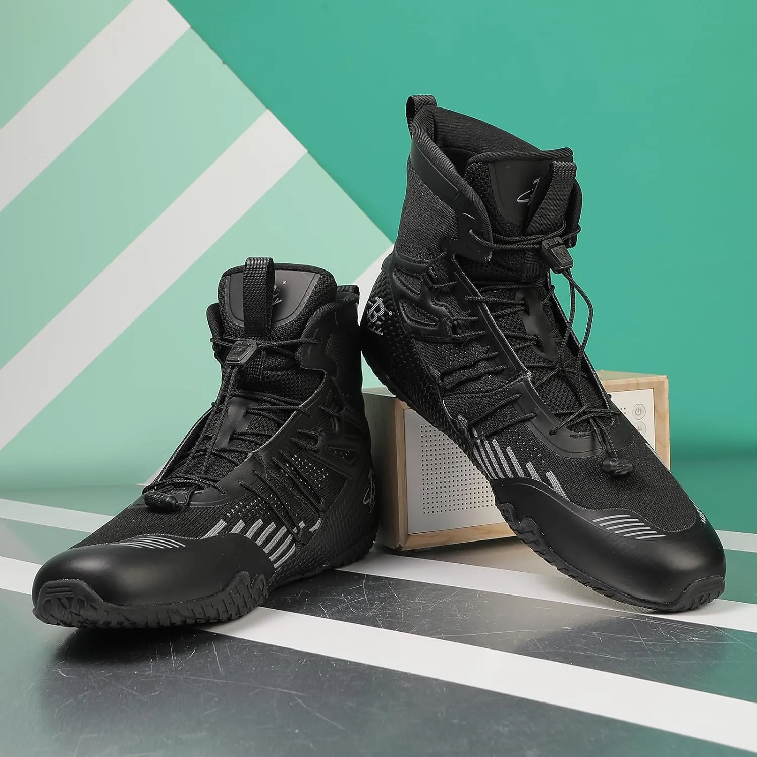 Men’s Boxing Shoes Lightweight High-Top Training Shoes with Drawstring – Supportive Gym Footwear for Fighters