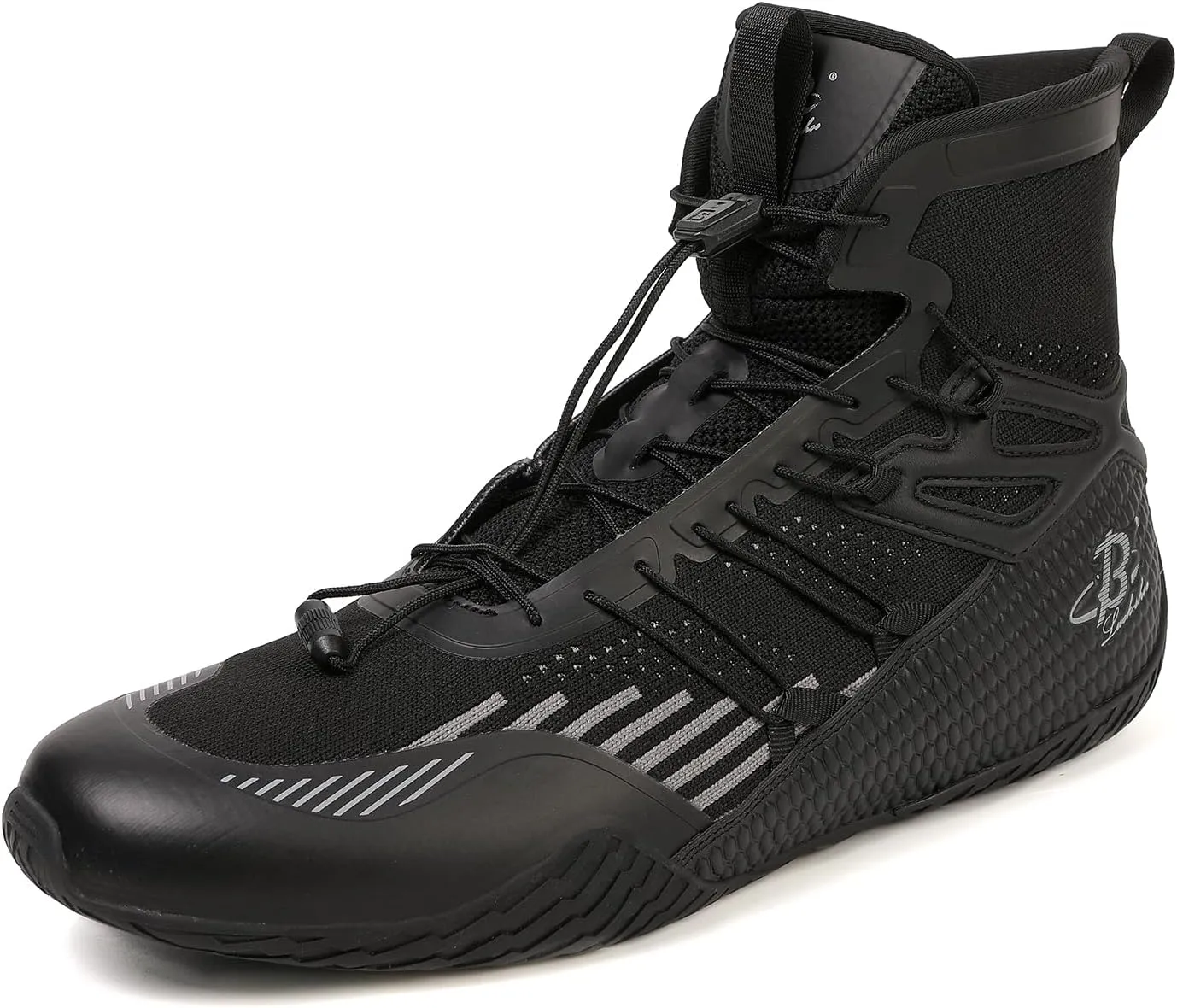 Men’s Boxing Shoes Lightweight High-Top Training Shoes with Drawstring – Supportive Gym Footwear for Fighters