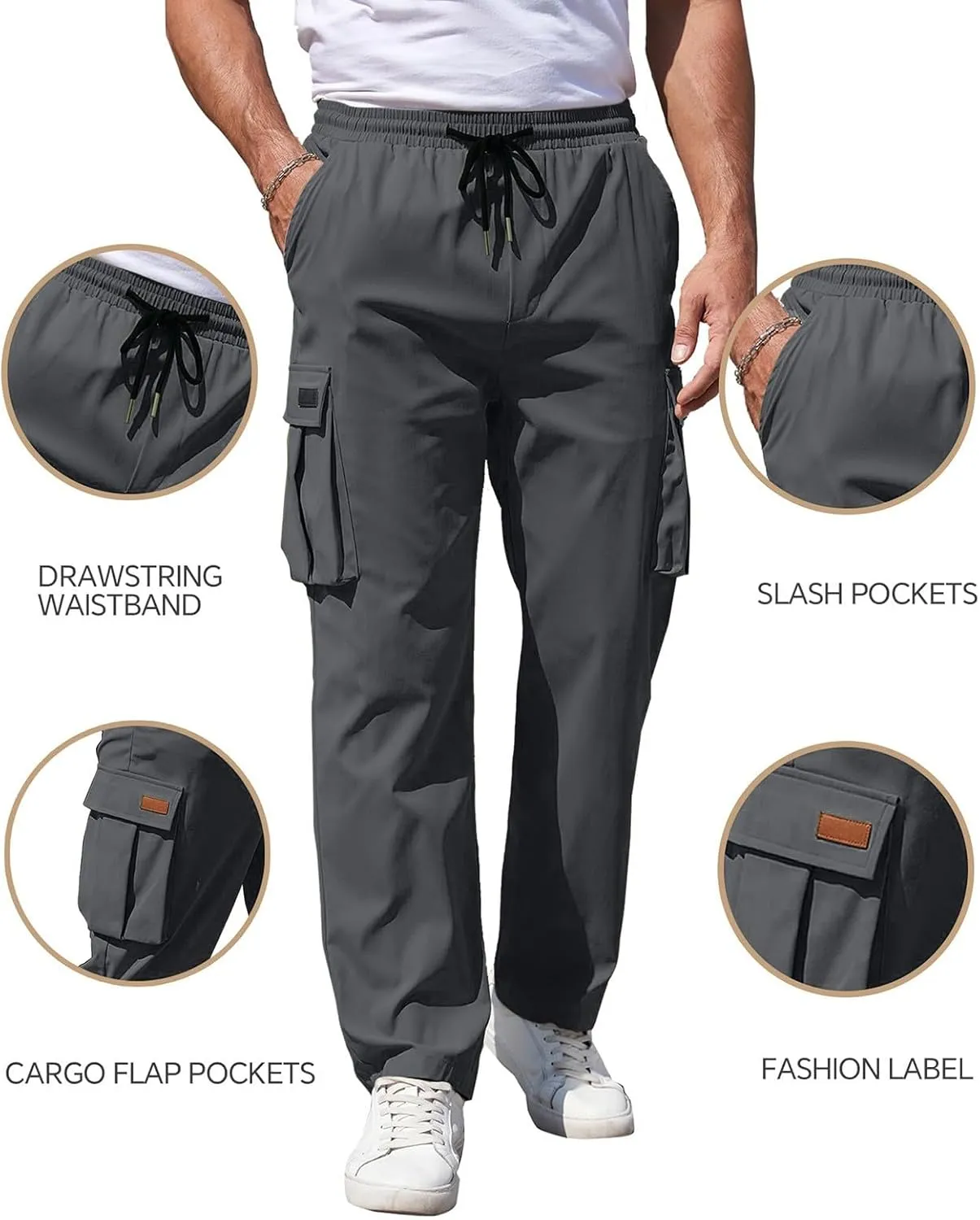 Mens Fashion Joggers Sweatpants Sports Pocket Trousers Beam Drawstring Men's Active Athletic Casual Tricot Sweatpants