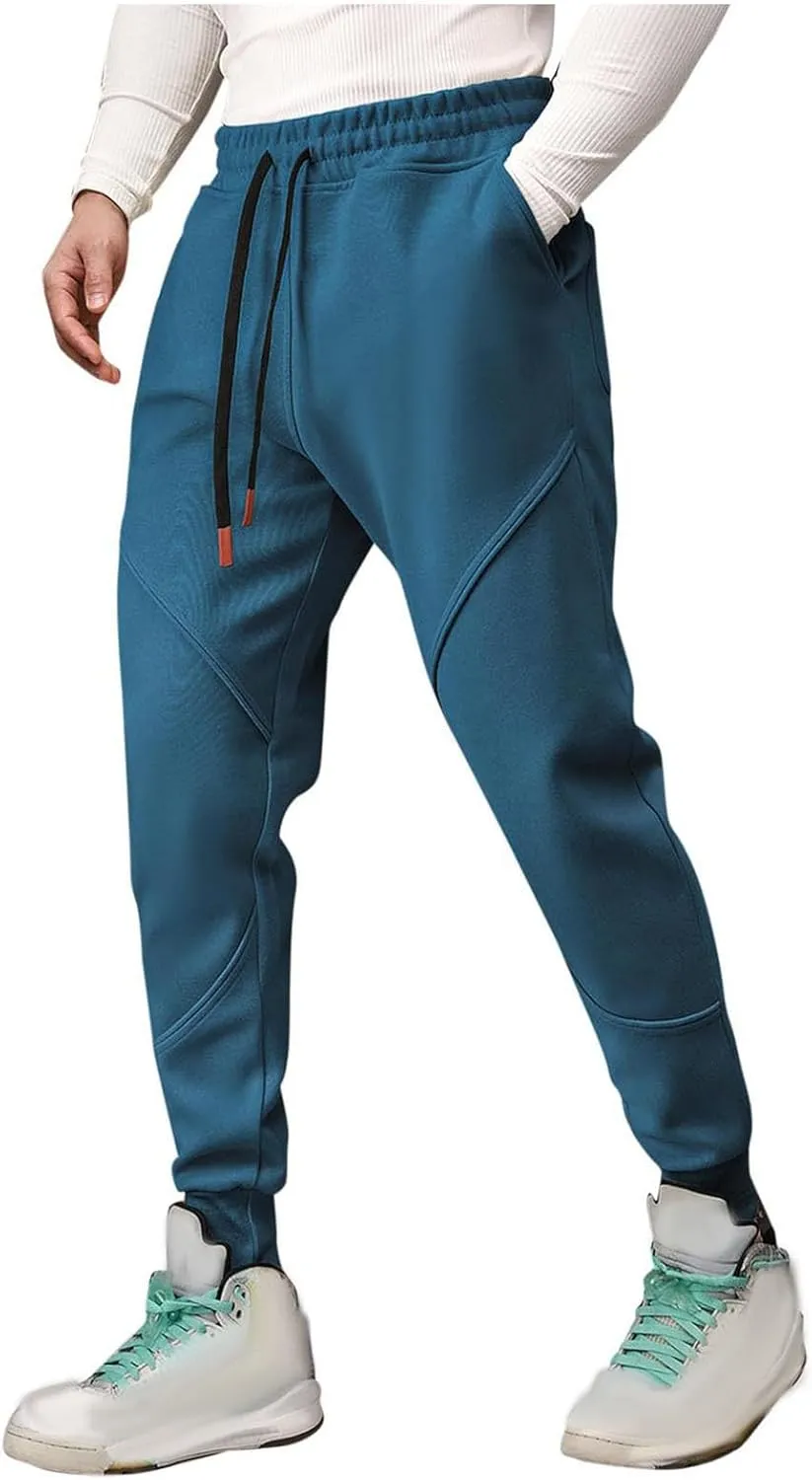 Mens Fleece Joggers with Pocket Drawstring Comfy Outdoor Running Athletic Sweatpants Trendy Warm Winter Joggers