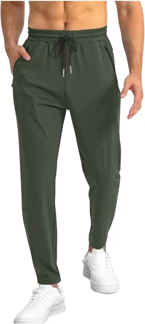 Mens Joggers Athletic Lightweight Active Sweatpants Drawstring Trendy Travel Casual Sport Running Pants with Pockets