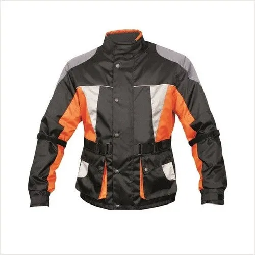 Mens Orange Black and Grey Reflective Motorcycle Jacket