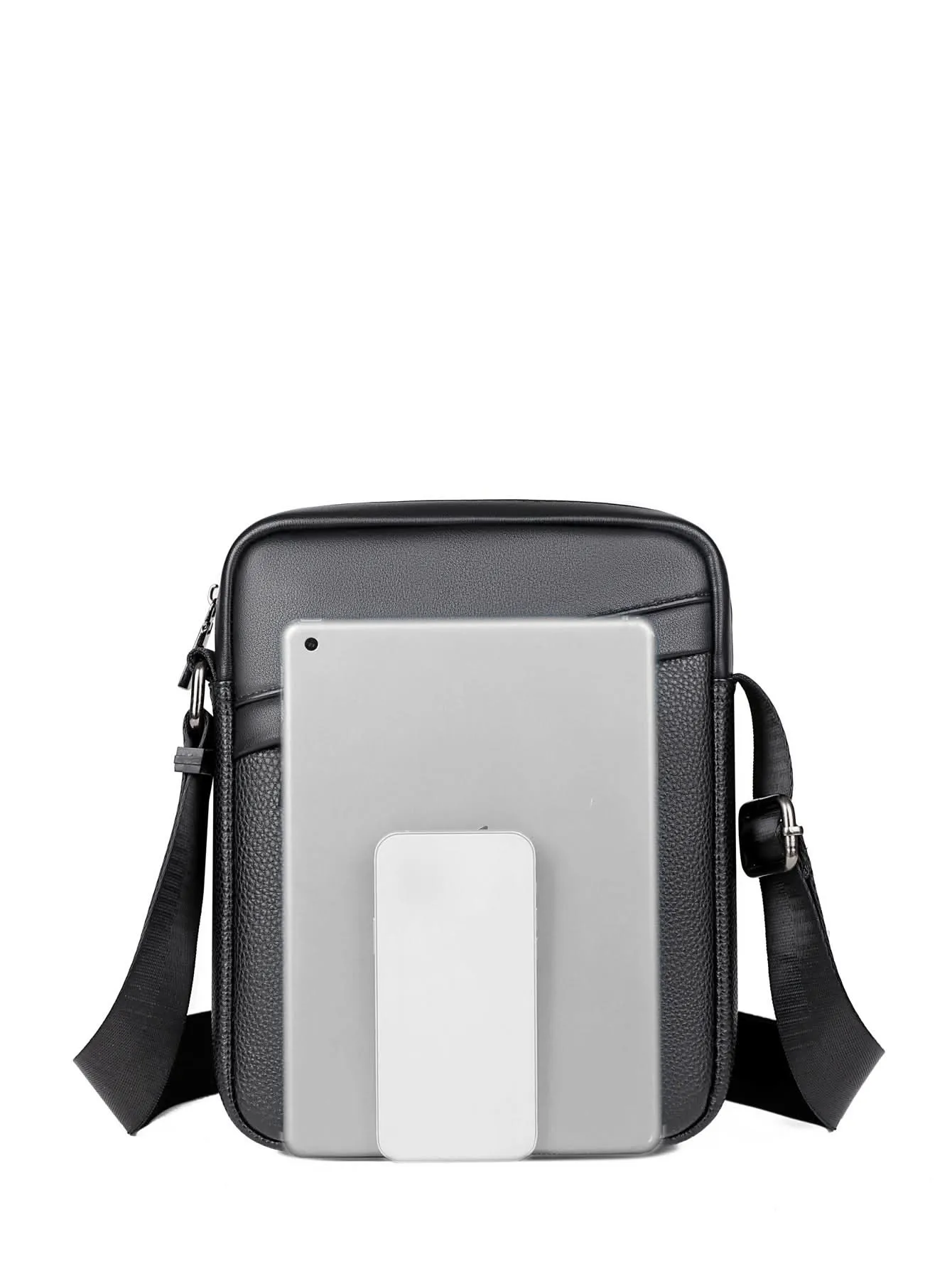 Men's PU Leather Shoulder Messenger Bag – 8-Inch Crossbody Bag