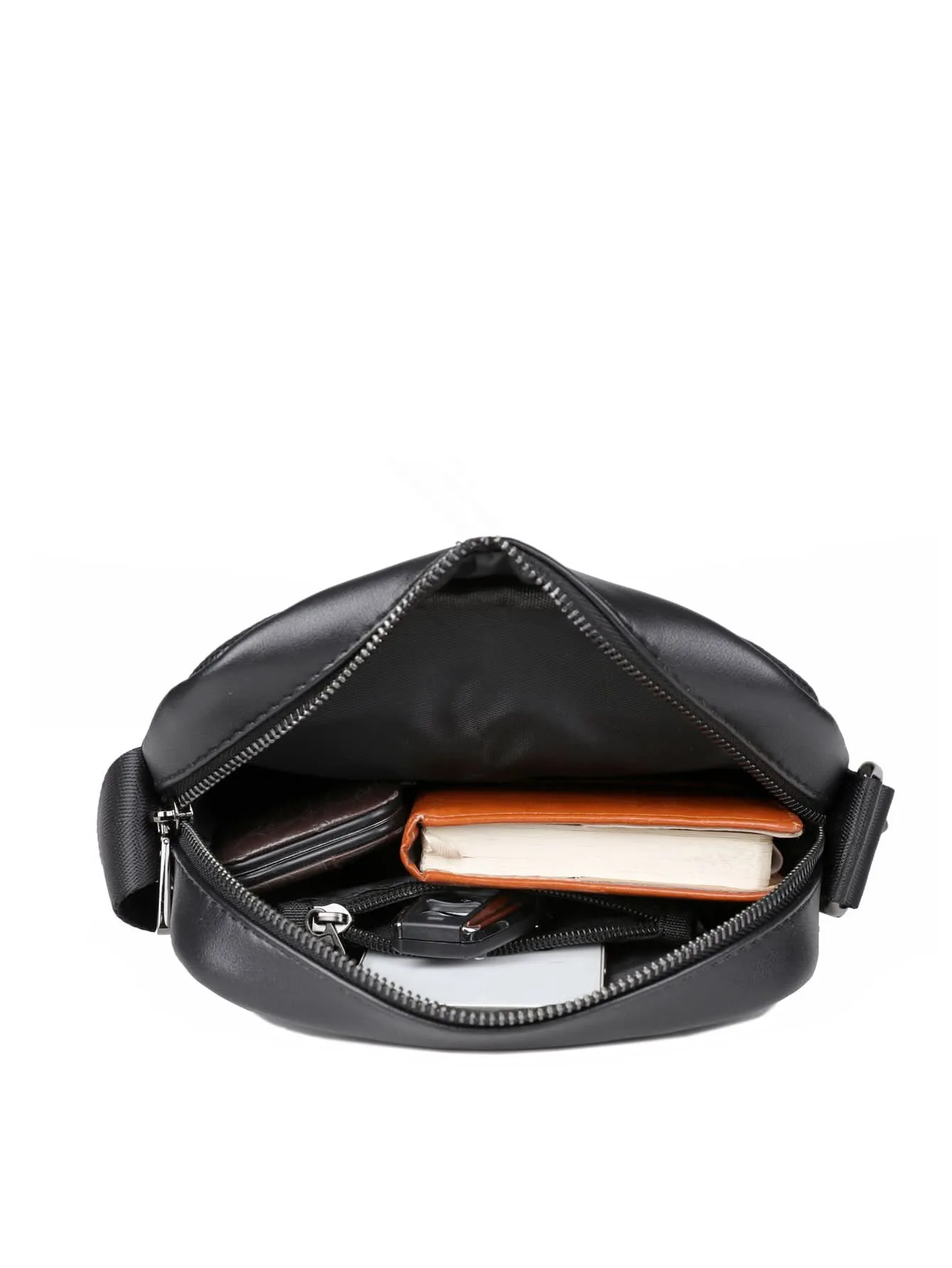 Men's PU Leather Shoulder Messenger Bag – 8-Inch Crossbody Bag