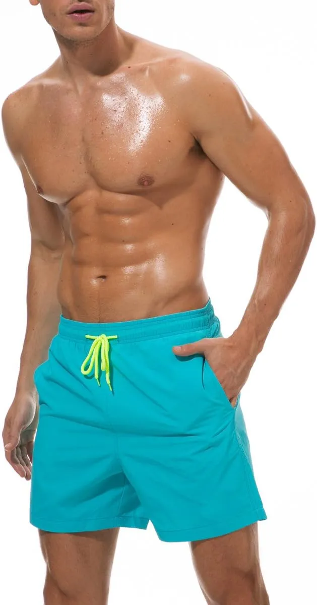 Mens Quick Dry Beach Short Swim Trunks with Mesh Lining