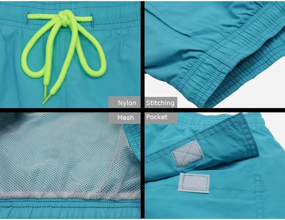 Mens Quick Dry Beach Short Swim Trunks with Mesh Lining