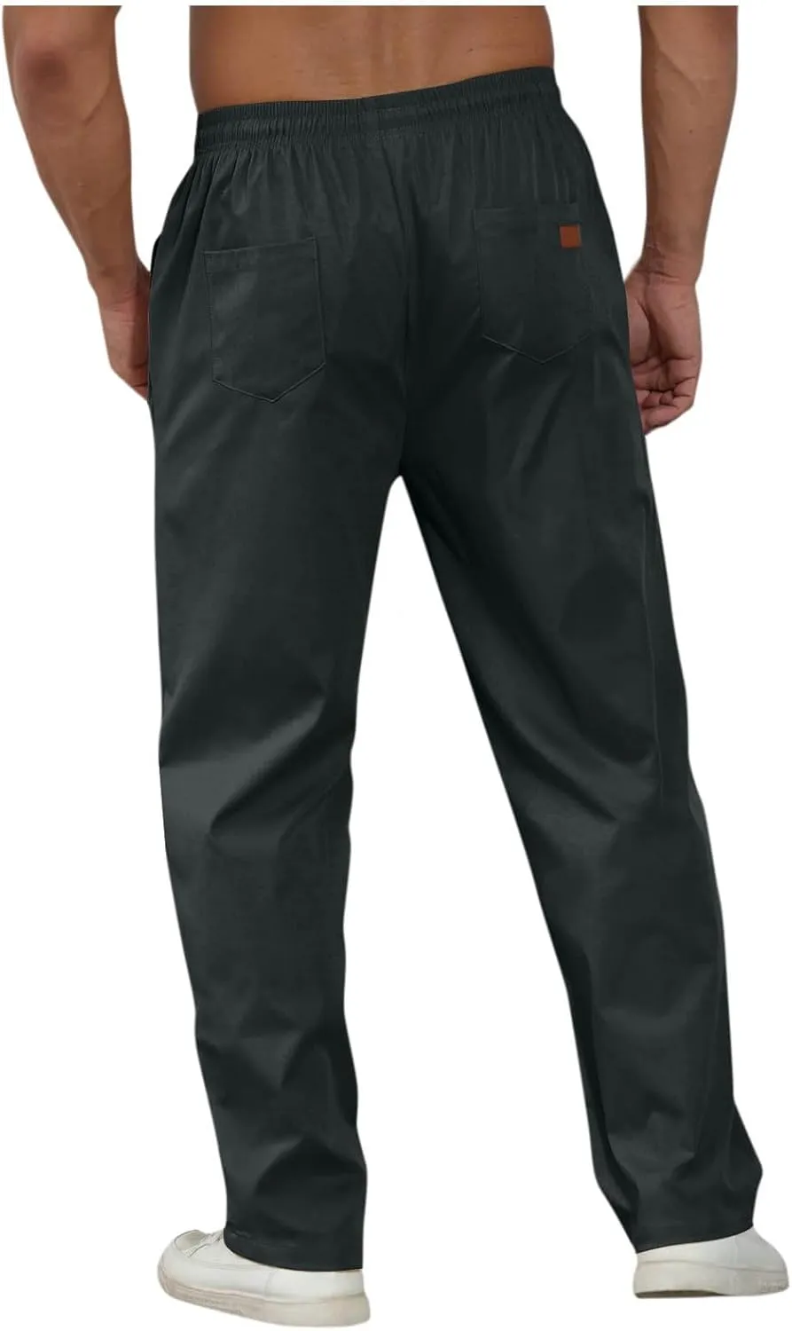 Mens Sweatpants Casual Drawstring Sports Pants Multi Pockets Relaxed Fit Joggers Athletic Outdoor Straight Leg Pants