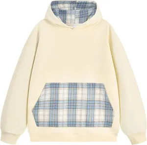 Mens Sweatshirt Hoodies Long Sleeve Casual Sweatshirts Men's Classic Plaid Hoodies with Pocket Drawstring Pullover