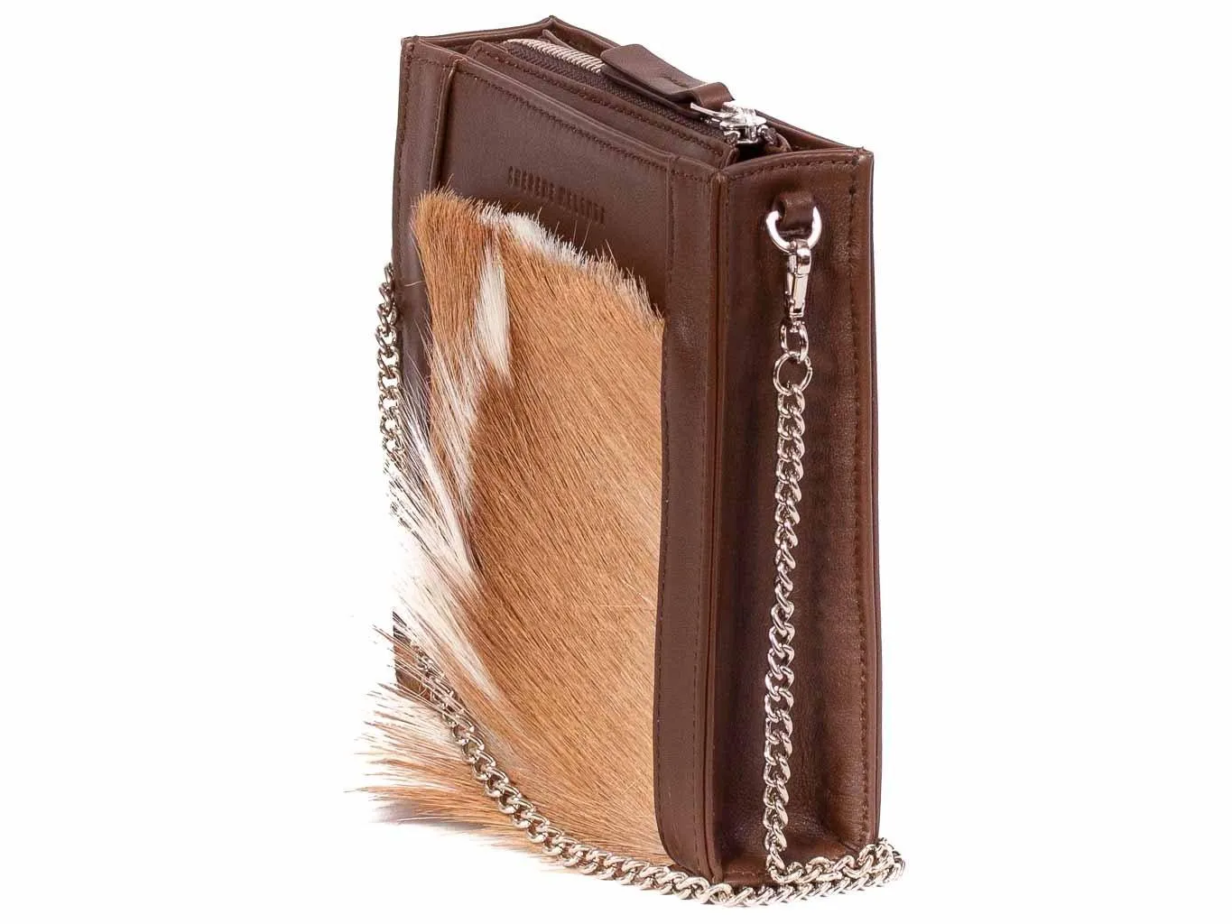 Messenger Springbok Handbag in Cocoa Brown with a fan feature