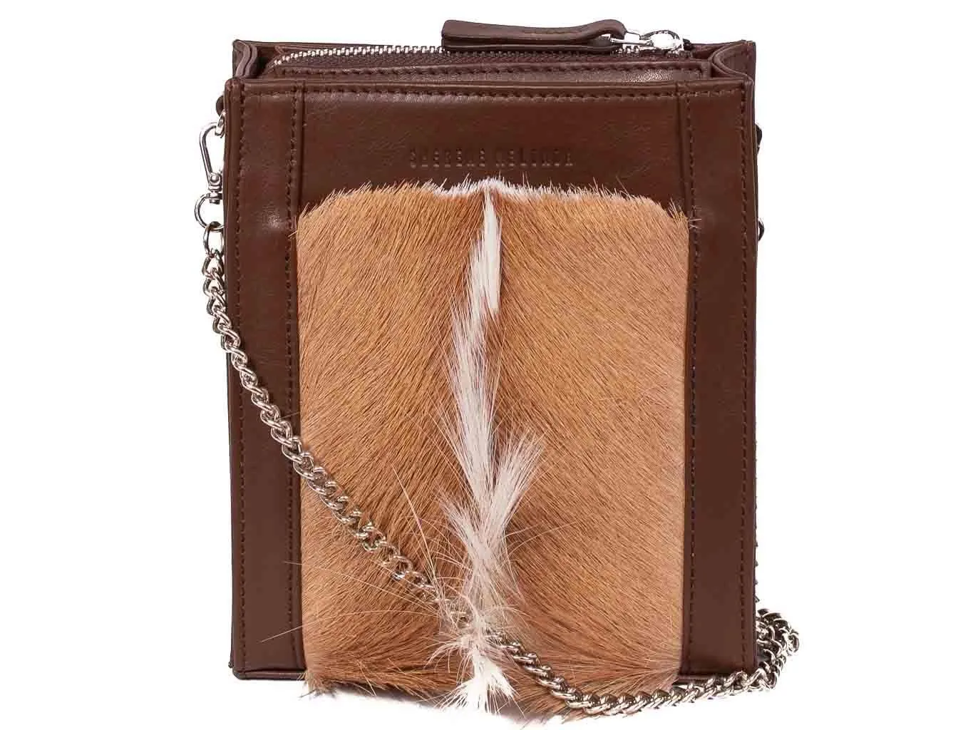 Messenger Springbok Handbag in Cocoa Brown with a fan feature