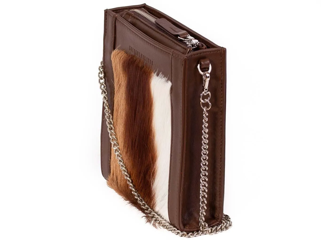 Messenger Springbok Handbag in Cocoa Brown with a stripe feature