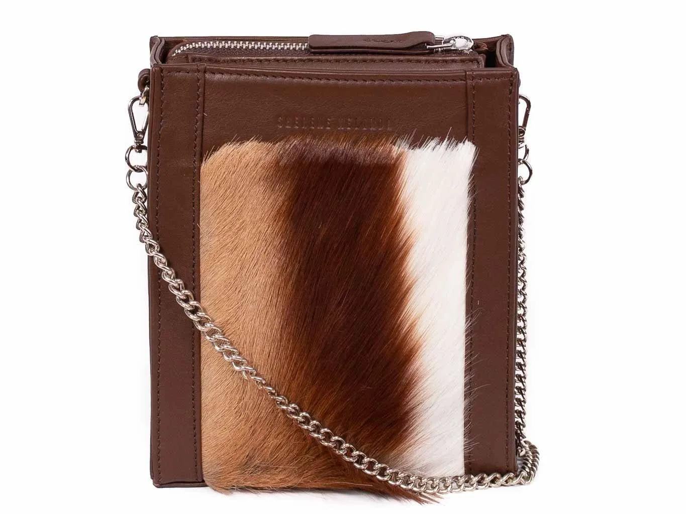 Messenger Springbok Handbag in Cocoa Brown with a stripe feature