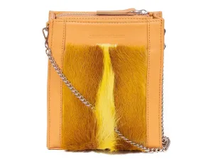 Messenger Springbok Handbag in Sunflower Yellow with a fan feature