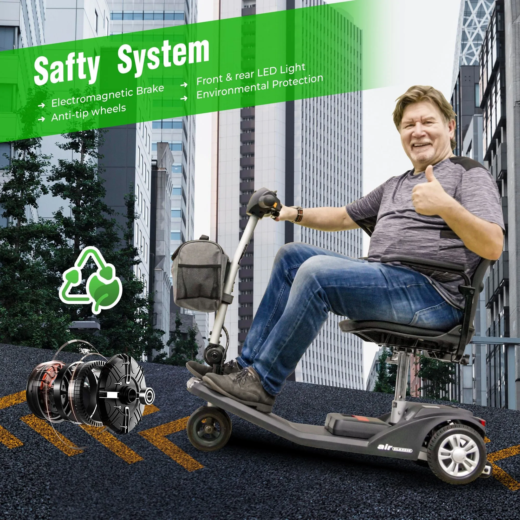 Metro Mobility Scooters, Super Lightweight Foldable Electric Mobility Scooter for Adults and Seniors, Aluminum Frame 33lbs Only Airline Approved with Detachable Lithium Battery
