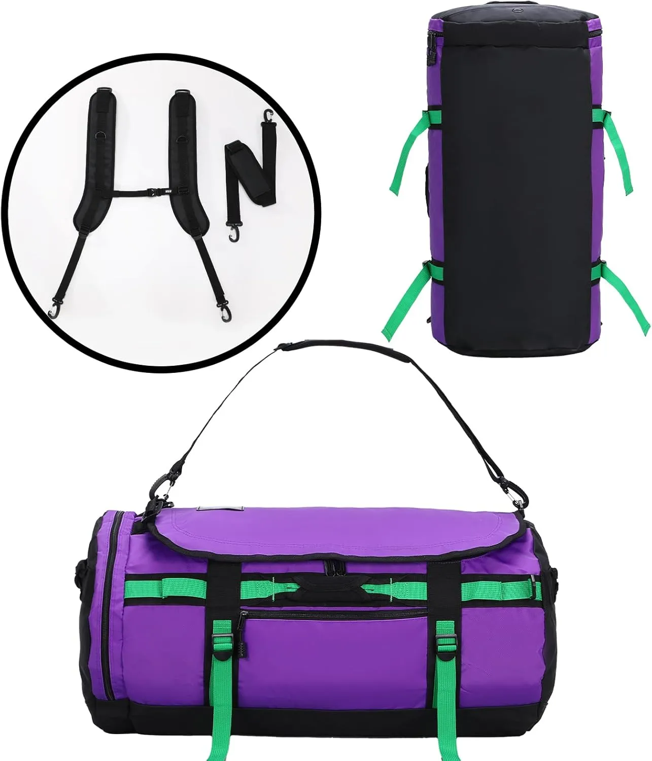 MIER Large Duffle Backpack Sports Gym Bag with Shoe Compartment, Heavy Duty and Water Resistant, Purple, 45L
