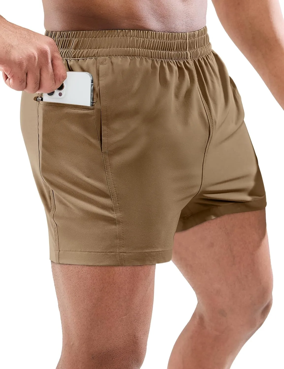 MIER Men's 3 Inch Athletic Running Shorts with Brief Liner Quick Dry Gym Active Workout Lined Shorts with Zipper Pocket