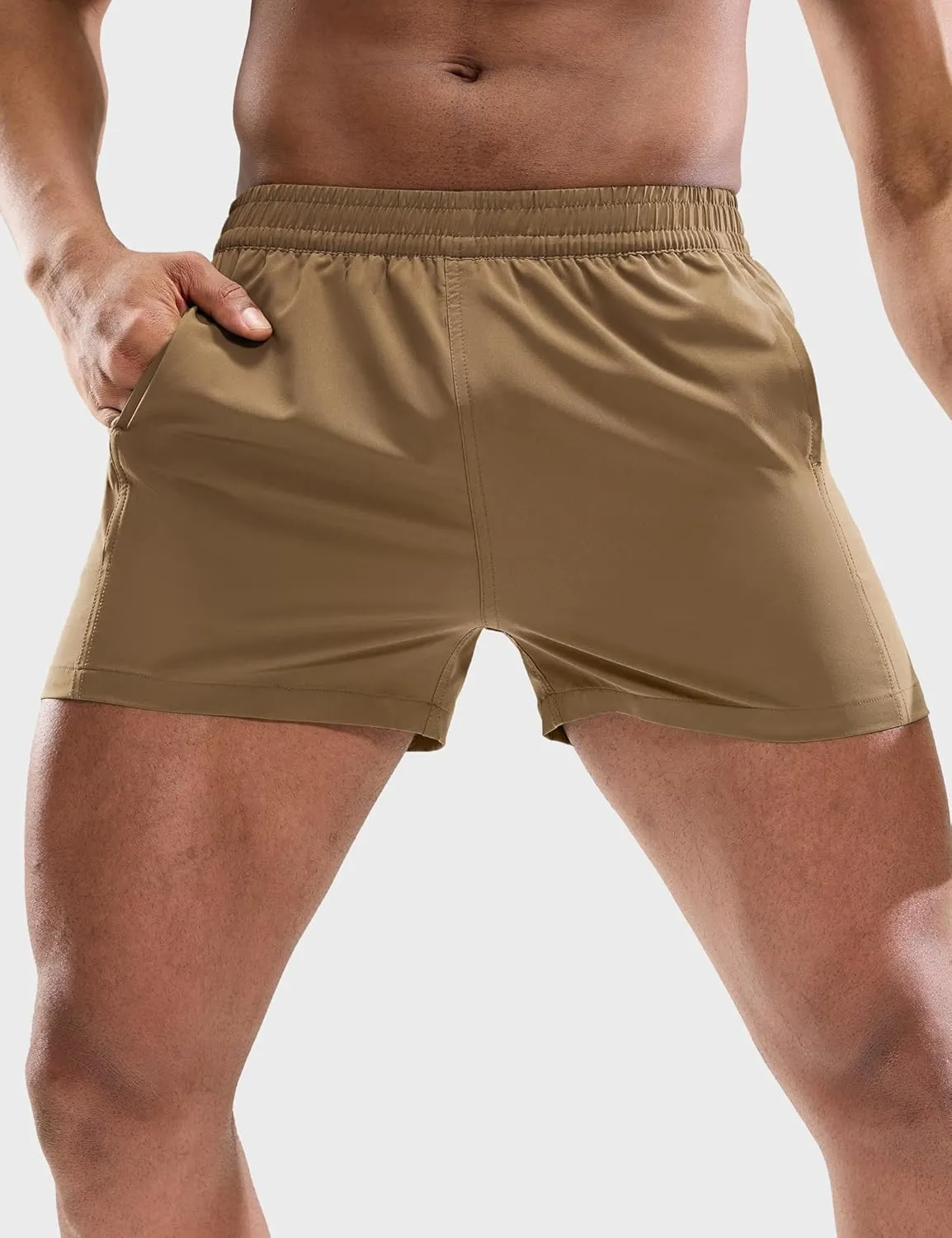 MIER Men's 3 Inch Athletic Running Shorts with Brief Liner Quick Dry Gym Active Workout Lined Shorts with Zipper Pocket