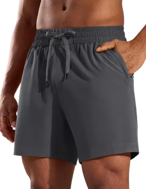 MIER Running Gym Shorts for Men 5 Inch Quick Dry Athletic Workout Shorts with Zipper Pockets, Elastic Waist, No Liner