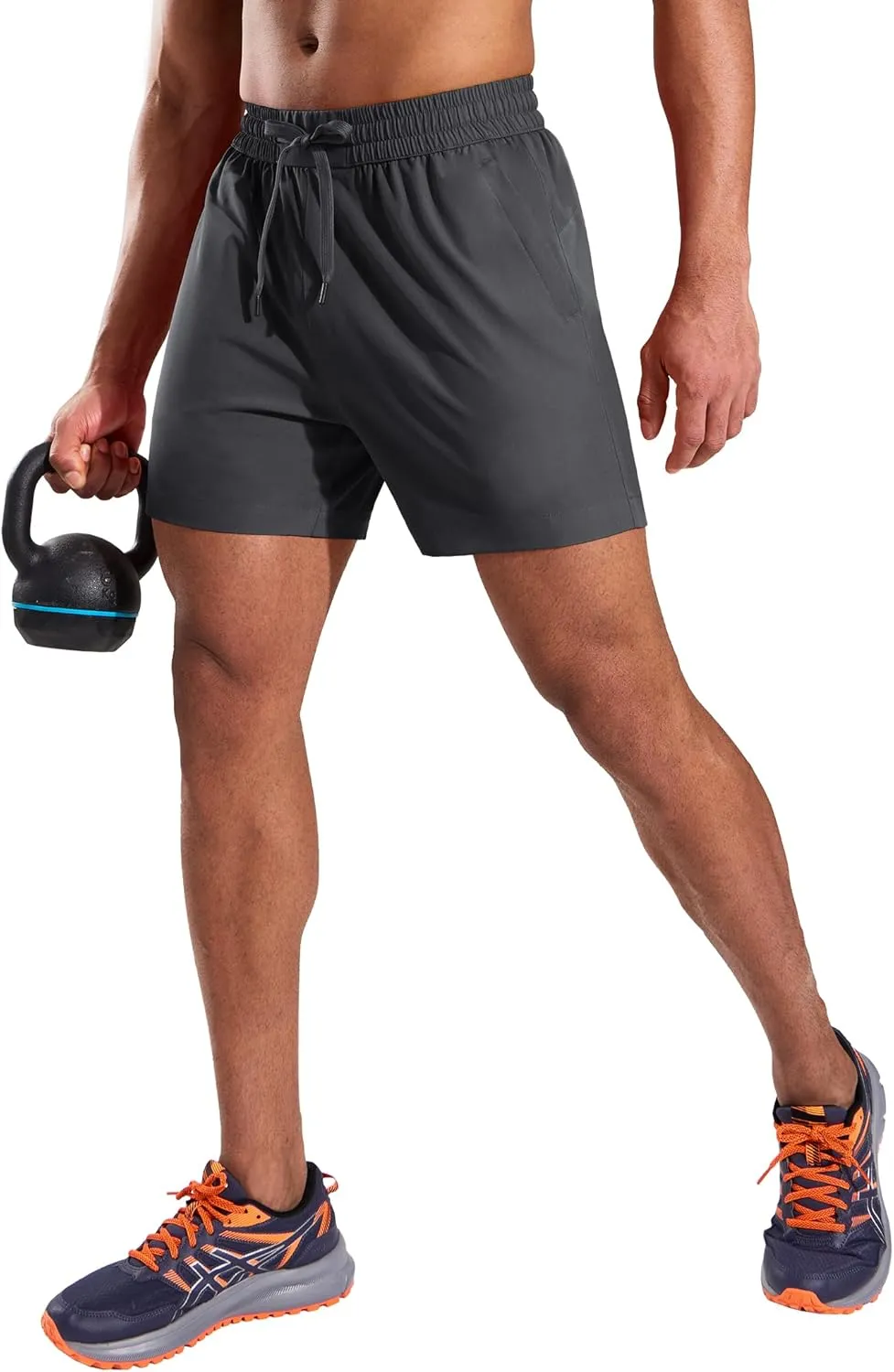 MIER Running Gym Shorts for Men 5 Inch Quick Dry Athletic Workout Shorts with Zipper Pockets, Elastic Waist, No Liner