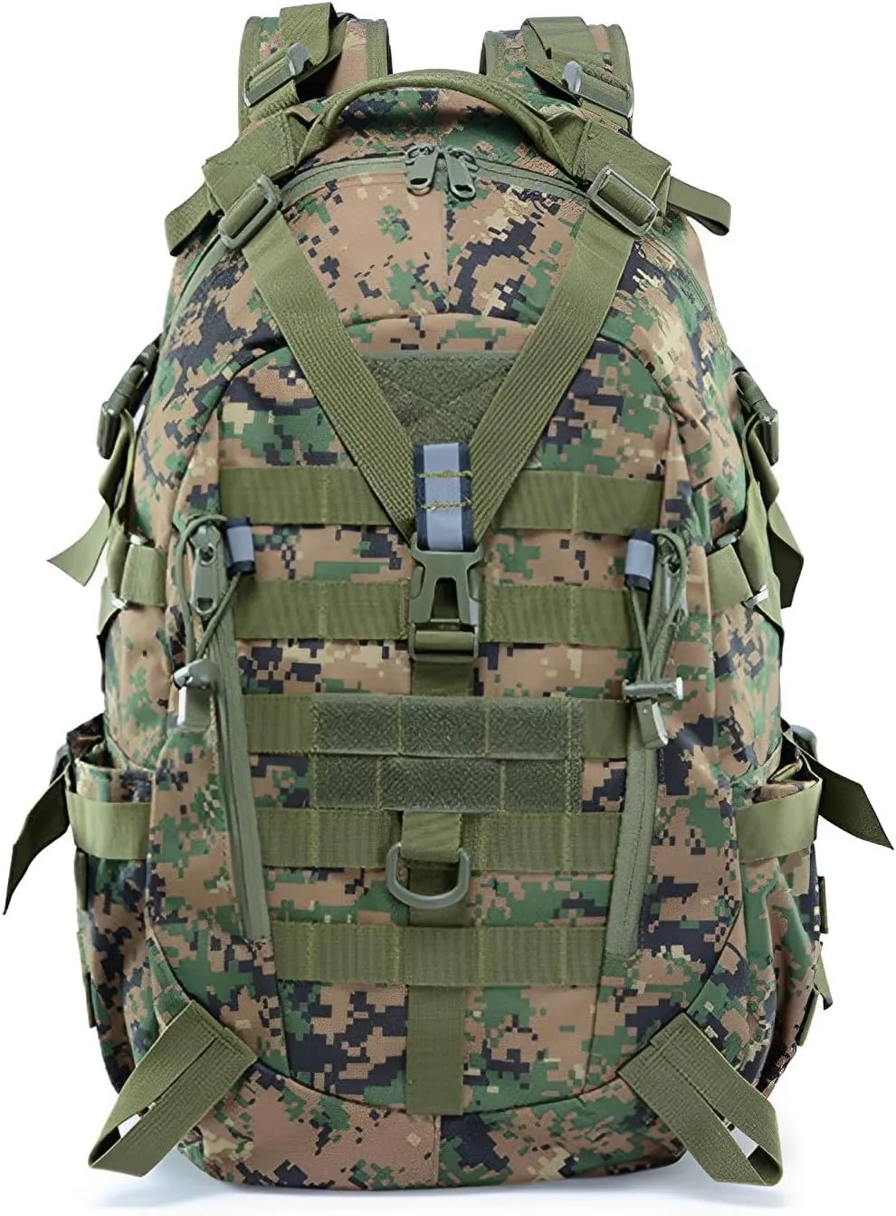 Military Tactical Backpack for Men - Large Capacity, Night Reflective Strip, Ideal for Camping and Work (green cp1)