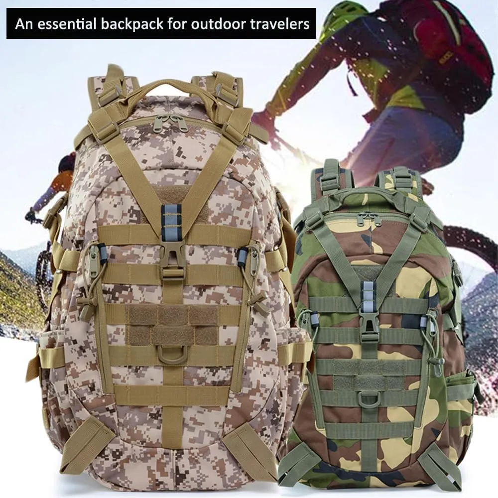 Military Tactical Backpack for Men - Large Capacity, Night Reflective Strip, Ideal for Camping and Work (green cp1)