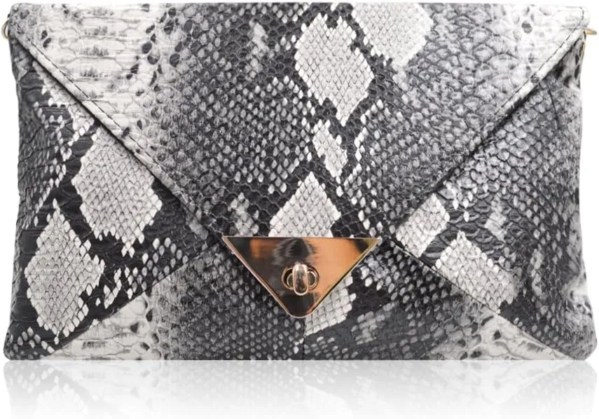Mily Women's Clutch Bag Messenger Shoulder Handbag Tote Bag Purse-Snakeskin clutch Envelope