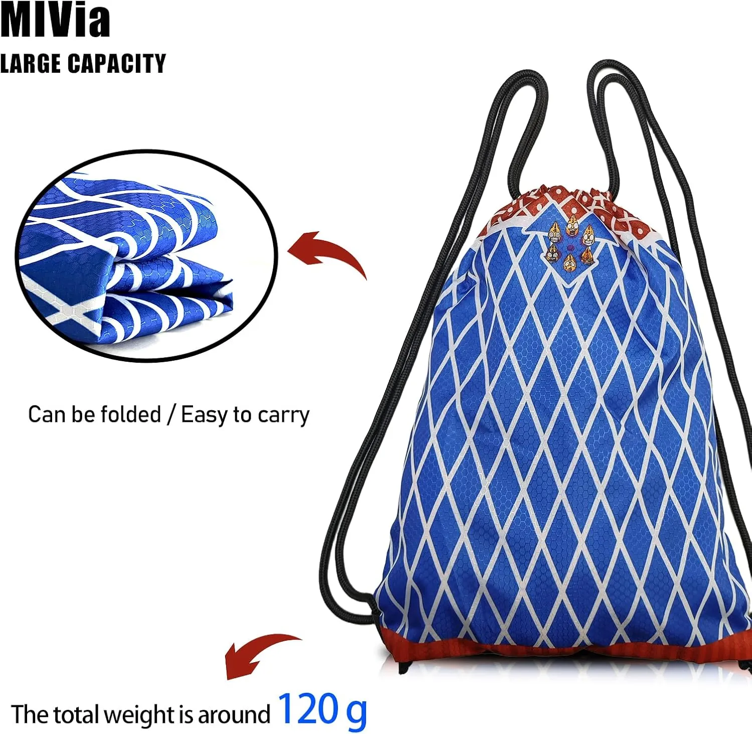MIVia Anime Blue Gym Drawstring Bags (33.5 * 44cm) Drawstring Sackpack Cool geometry Sports Bag Canvas Drawstring Backpack Anime Dragon String Bag suitable for Gym Yoga Travel