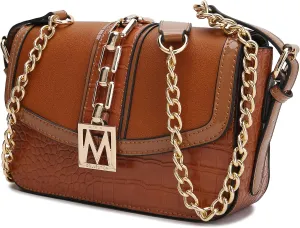 MKF Crossbody Bag for Women – PU Leather Lady Pocketbook Handbag – Side Messenger Purse, Shoulder Chain Strap