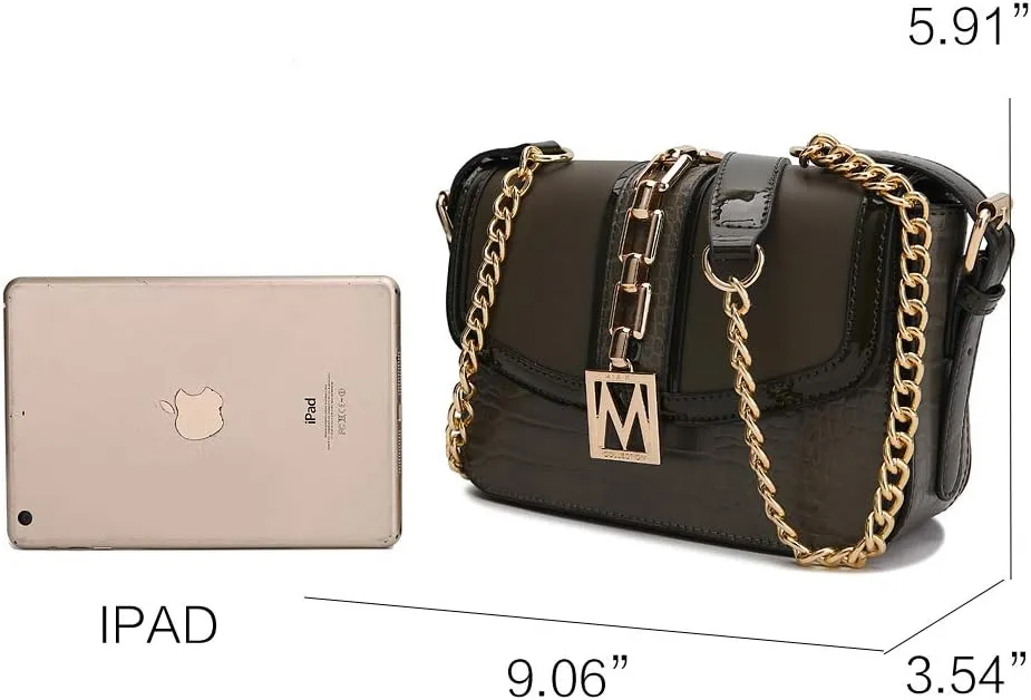 MKF Crossbody Bag for Women – PU Leather Lady Pocketbook Handbag – Side Messenger Purse, Shoulder Chain Strap