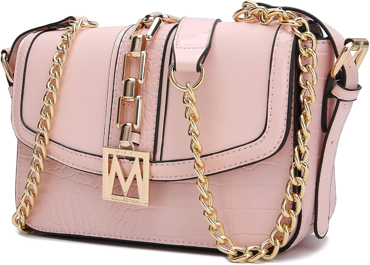 MKF Crossbody Bag for Women – PU Leather Lady Pocketbook Handbag – Side Messenger Purse, Shoulder Chain Strap
