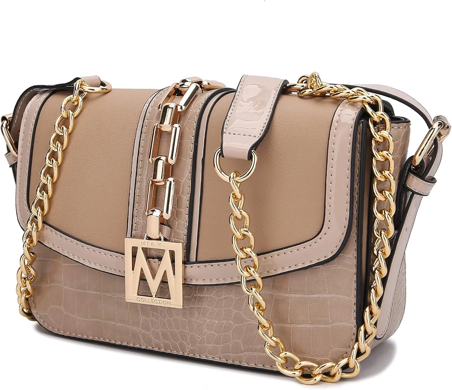 MKF Crossbody Bag for Women – PU Leather Lady Pocketbook Handbag – Side Messenger Purse, Shoulder Chain Strap