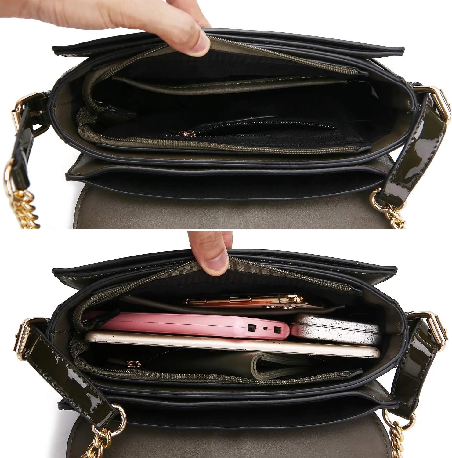 MKF Crossbody Bag for Women – PU Leather Lady Pocketbook Handbag – Side Messenger Purse, Shoulder Chain Strap