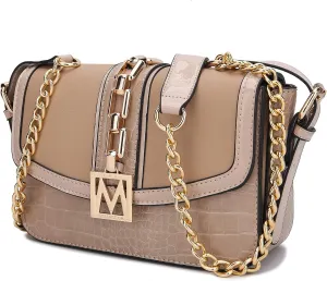 MKF Crossbody Bag for Women – PU Leather Lady Pocketbook Handbag – Side Messenger Purse, Shoulder Chain Strap