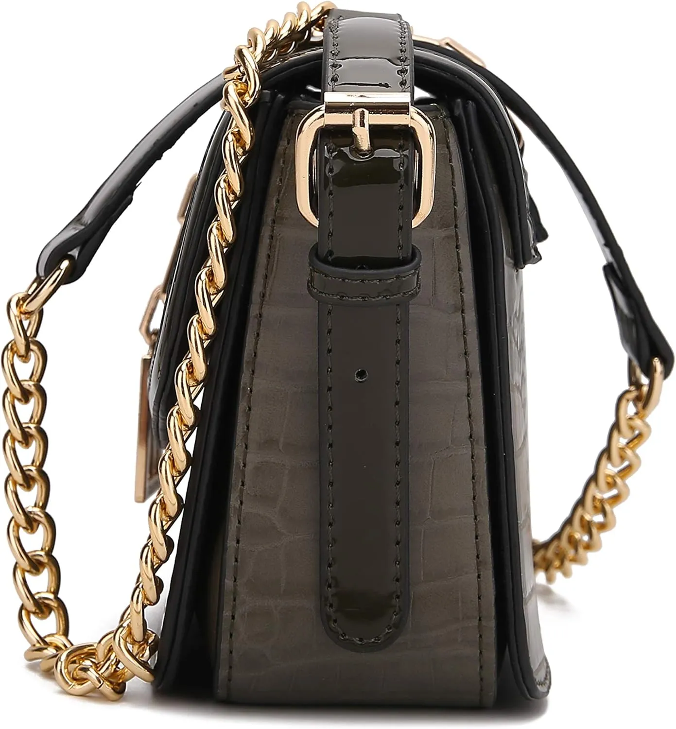 MKF Crossbody Bag for Women – PU Leather Lady Pocketbook Handbag – Side Messenger Purse, Shoulder Chain Strap