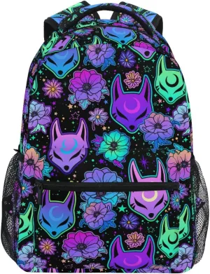MNSRUU Student School Bag Magic Purple Fox Backpack for Girls Boys College Bookbag Laptop Rucksack Travel Backpack for Adult Teen Casual Daypack