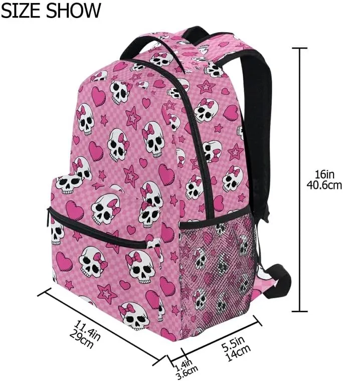 MNSRUU Student Travel School Backpack Pink Skull Girl College Laptop Backpacks Business iPad Tablet Computer Bookbags for Adult Teen One Size