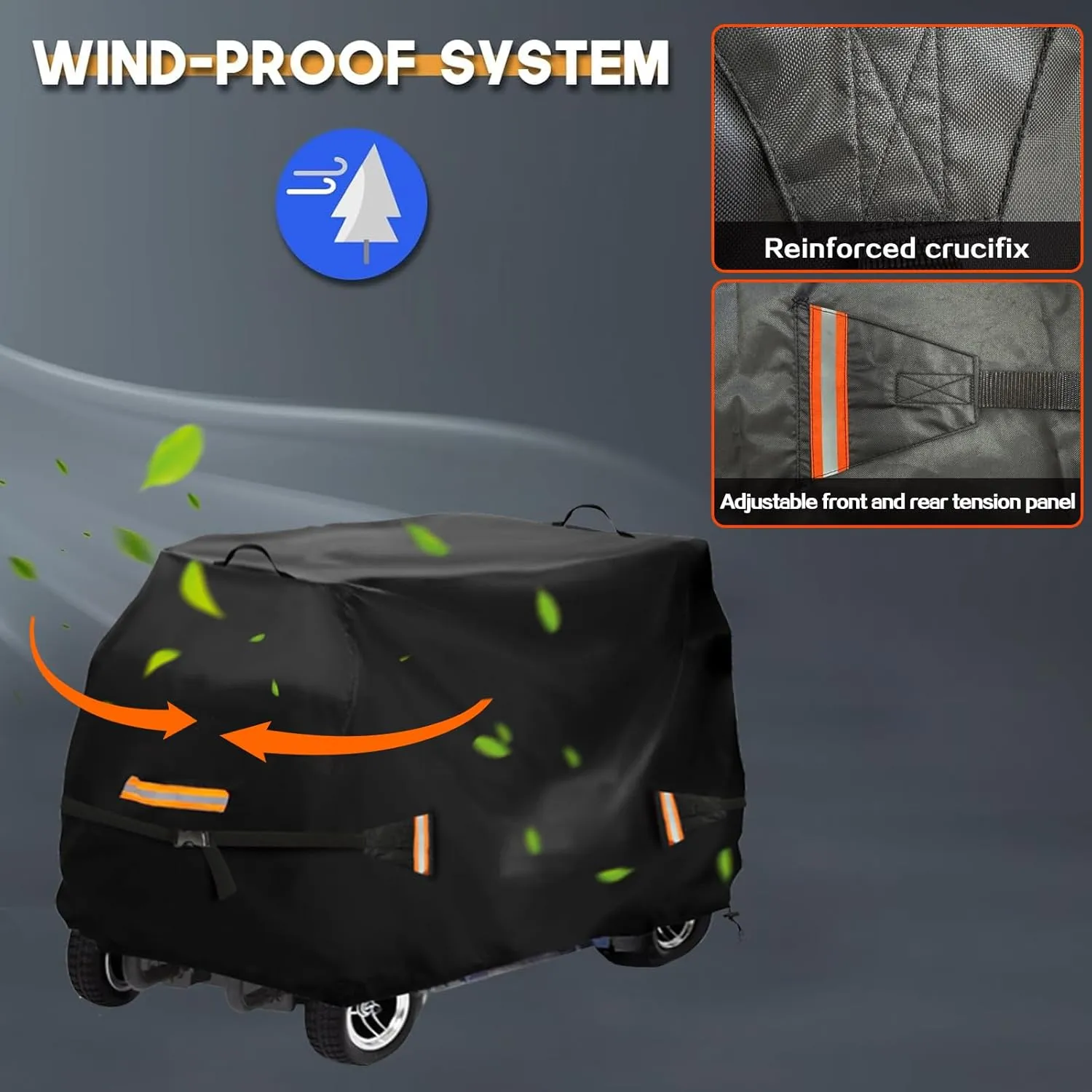 Mobility Scooter Cover, 600D Upgraded Mobility Scooter Storage Cover All-Weather Protection Electric Scooter Cover - 56" x 27" x 39"