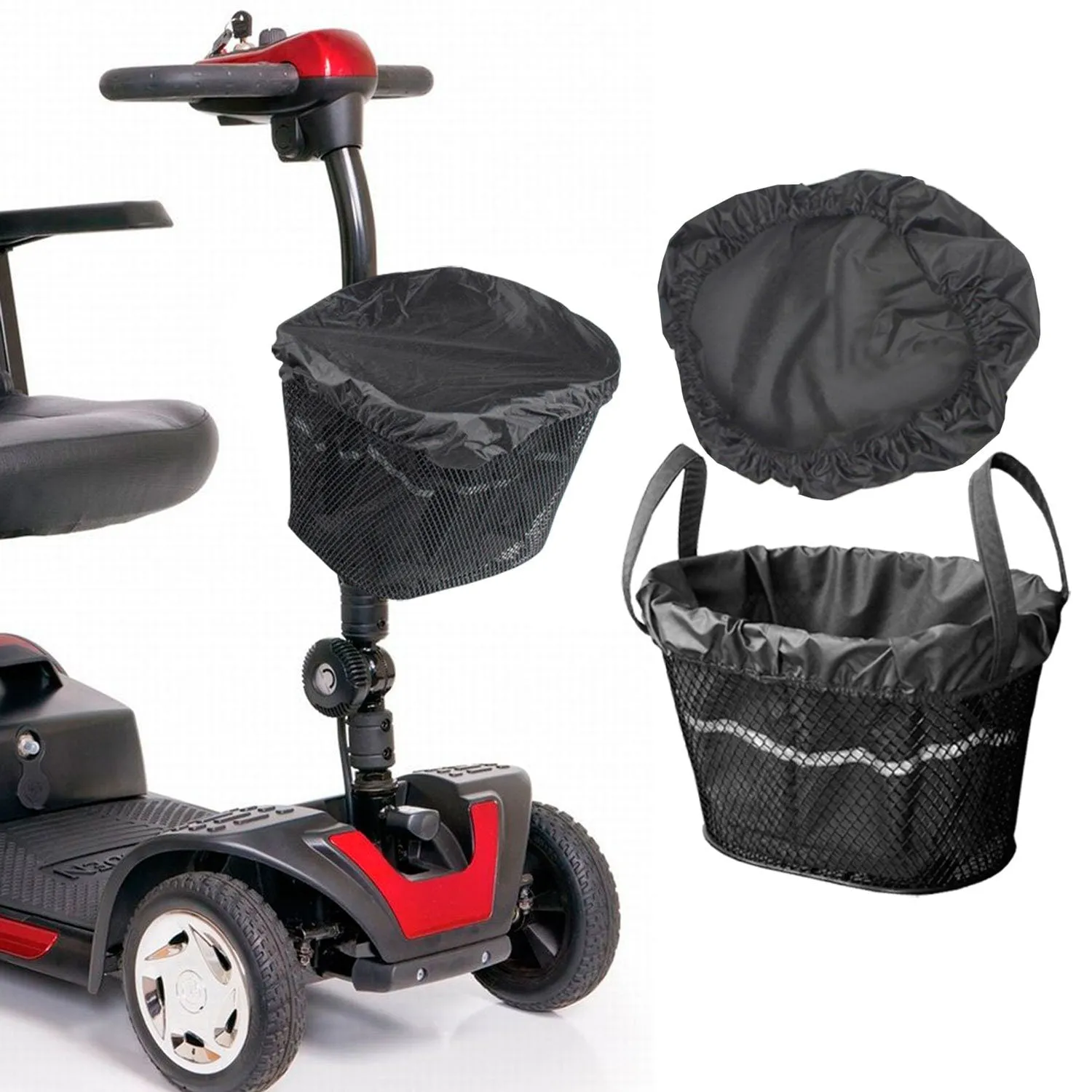 Mobility Scooter Front Basket Bag Liner & Rain Cover Waterproof Black Grey Blue Red