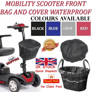 Mobility Scooter Front Basket Bag Liner & Rain Cover Waterproof Black Grey Blue Red