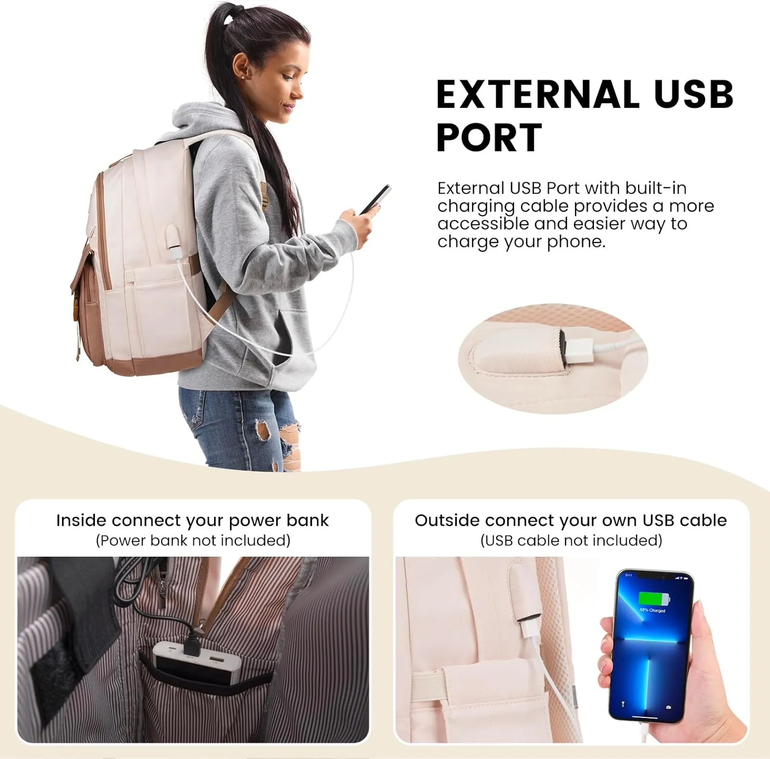 MOMUVO Backpacks for Girls, 15.6 Inch Laptop School Bag Cute College Backpack Large Bookbags for Teens Women Students Anti Theft Travel Daypack