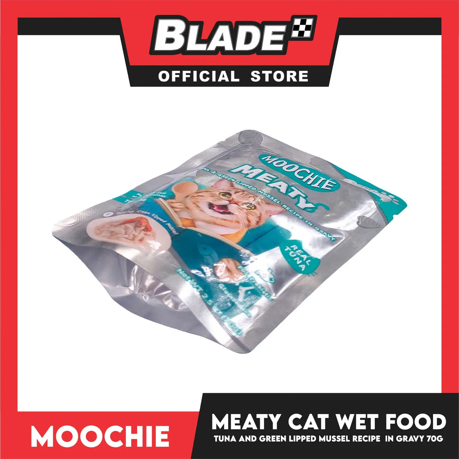 Moochie Cat Wet Food Meaty (Tuna and Green Lipped Mussel Recipe in Gravy) Senior Cats 70g