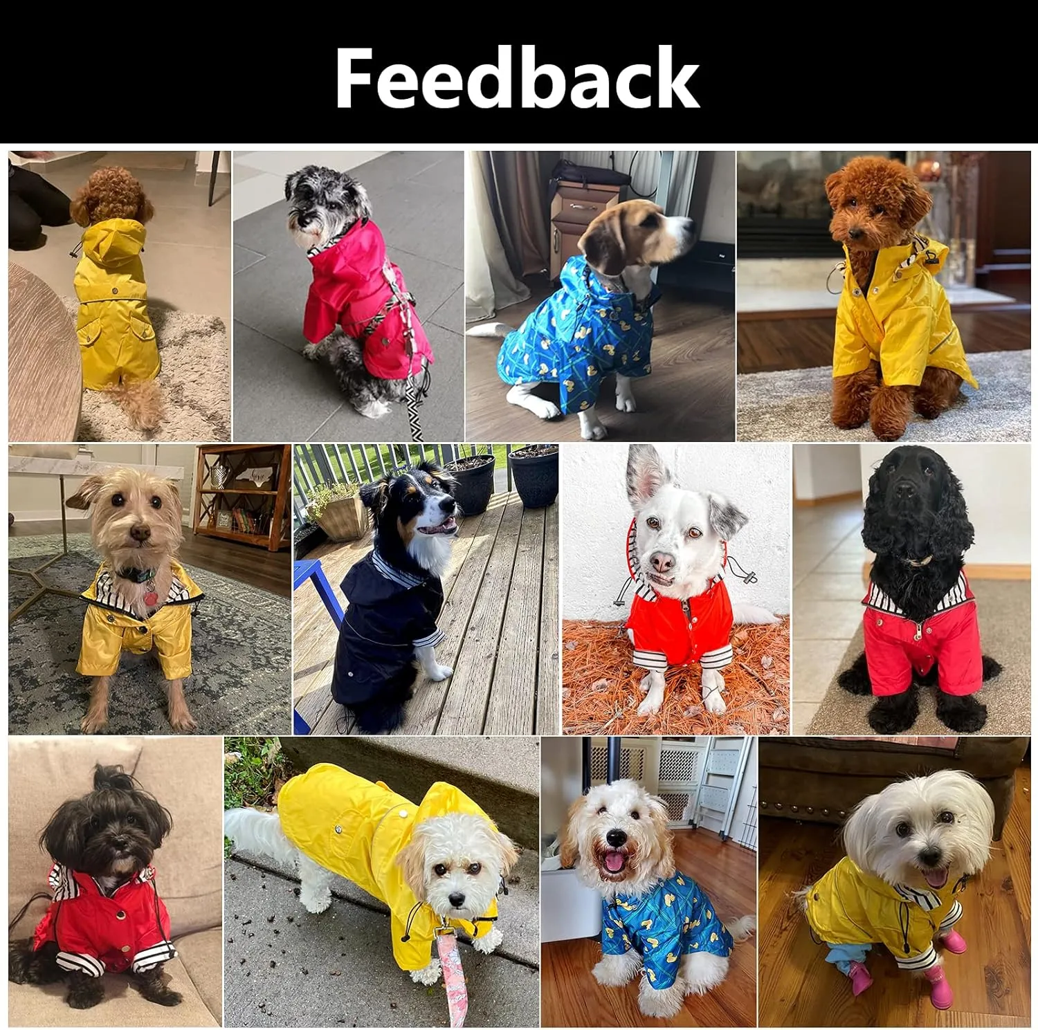 Morezi Dog Zip Up Raincoat with Reflective Buttons, Rain/Water Resistant, Adjustable Drawstring, Removable Hood, Raincoats with Legs 8lbs to 80lbs Available - Black - S