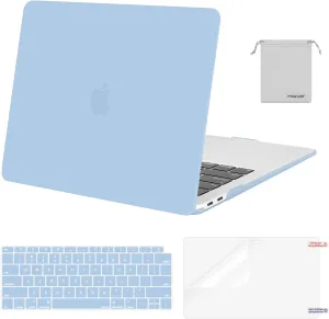 MOSISO Compatible with MacBook Air 13 inch Case M1 Chip 2021-2018 Release A2337 A2179 A1932, Plastic Hard Shell&Keyboard Cover&Screen Film&Storage Bag for MacBook Air 13.3 inch Case, Airy Blue