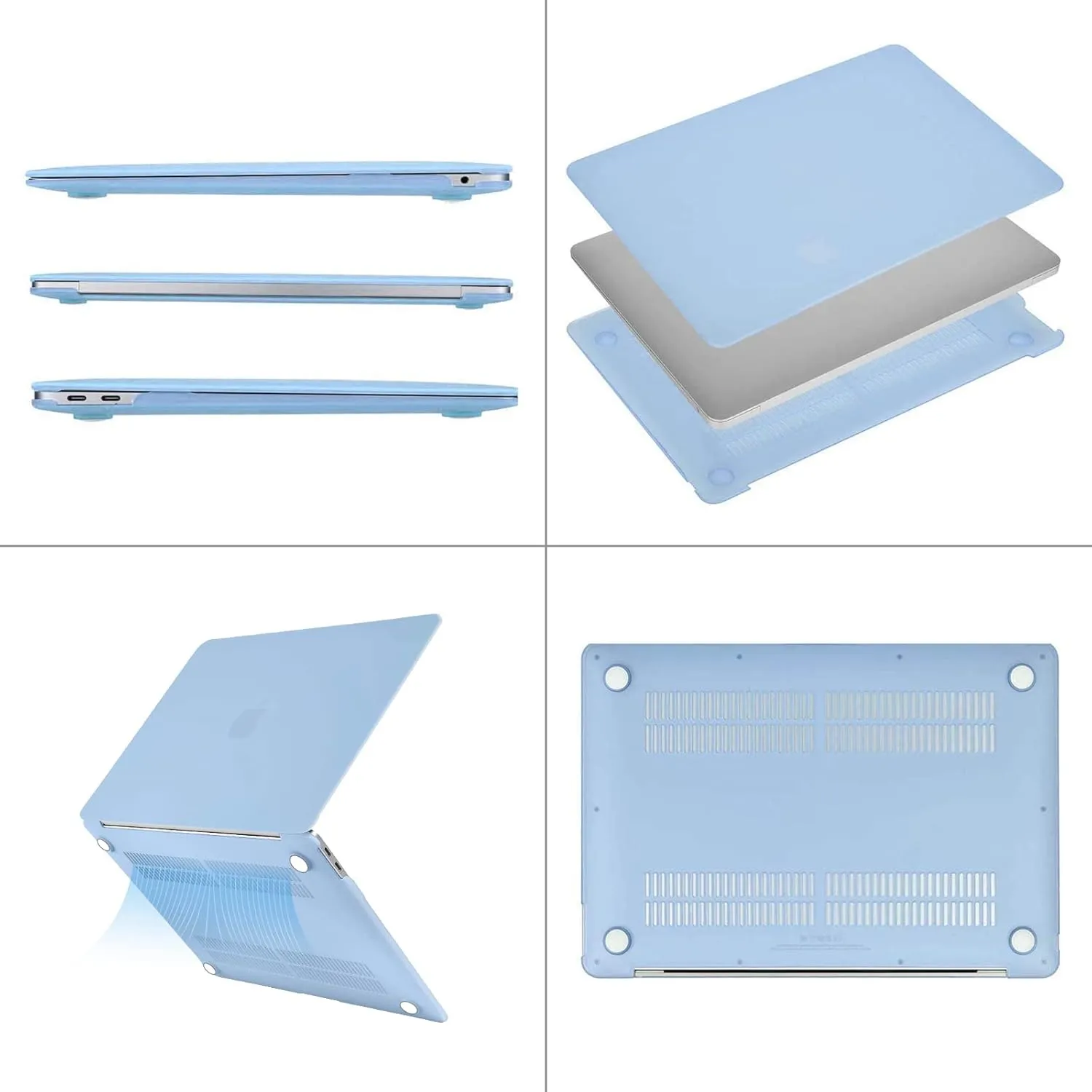 MOSISO Compatible with MacBook Air 13 inch Case M1 Chip 2021-2018 Release A2337 A2179 A1932, Plastic Hard Shell&Keyboard Cover&Screen Film&Storage Bag for MacBook Air 13.3 inch Case, Airy Blue