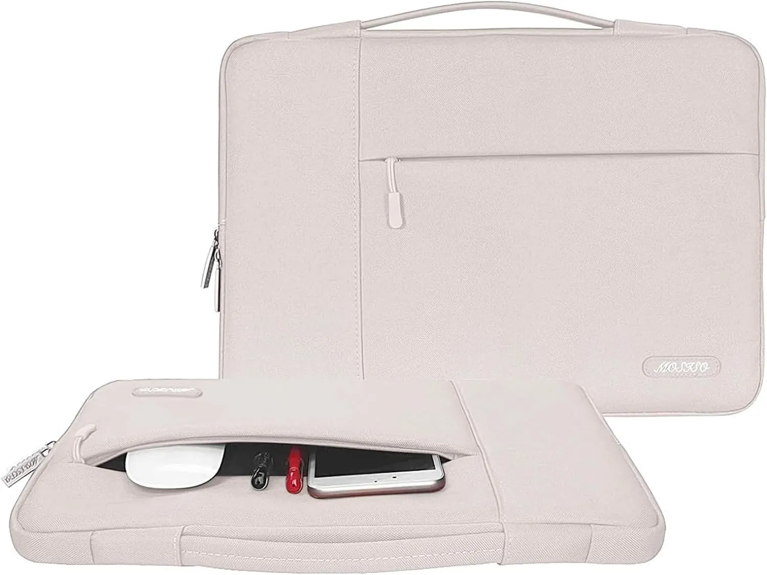 MOSISO Laptop Case 15 inch, 15 inch Laptop Sleeve with Handle Compatible with MacBook Air 15 M4 A3241 M3 A3114 M2 A2941 2025 2024 2023, Dell XPS, Polyester Multifunctional Computer Bag, Stone Gray