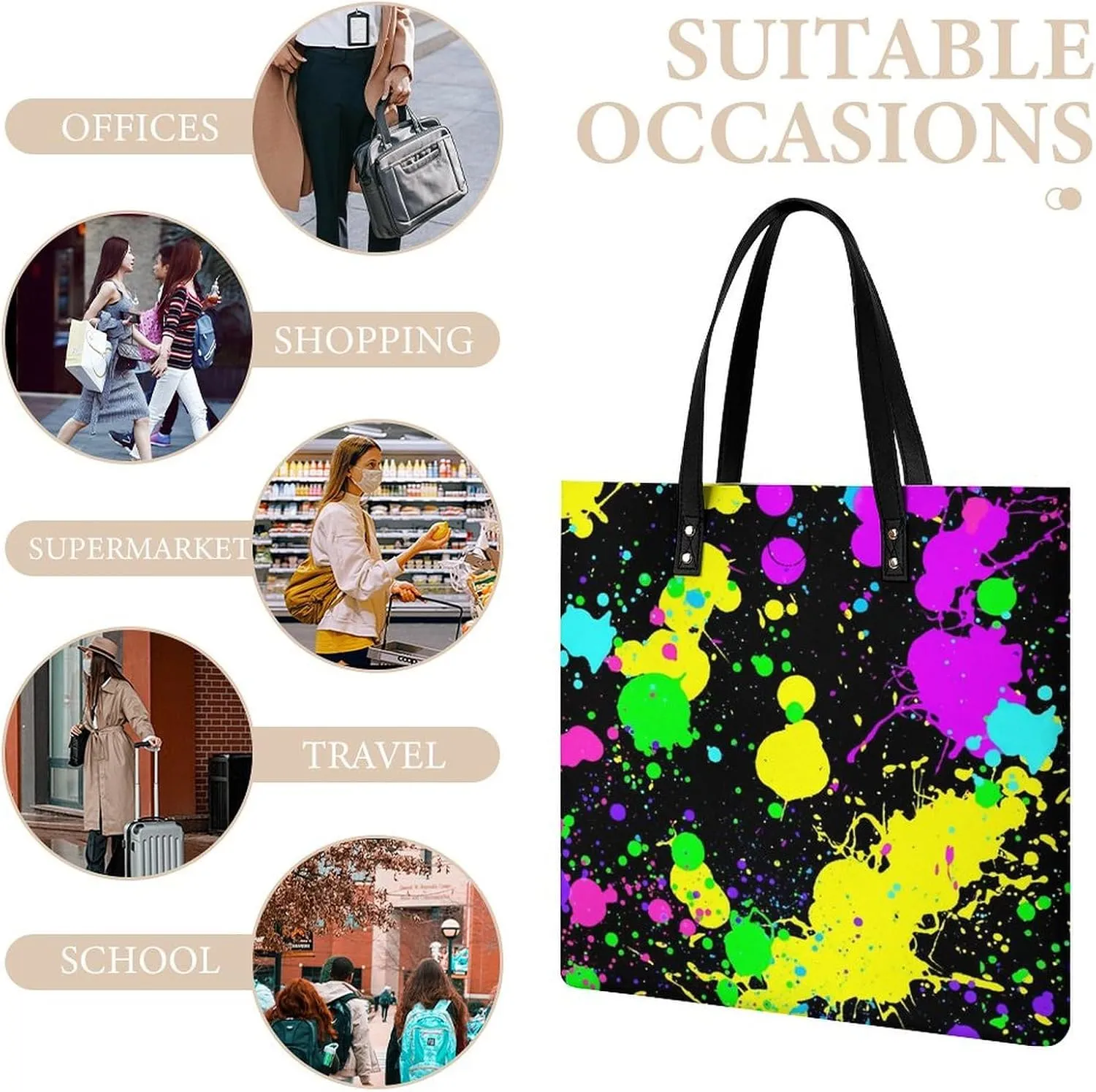 Mother Pearl Tiles Leather Tote Bag Is Sturdy Durable And Reusable Suitable for Various Occasions